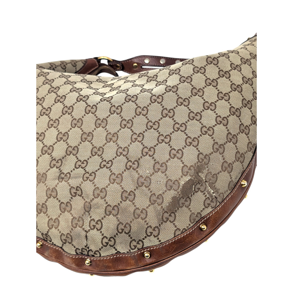 GUCCI Monogram GG Large Biba Studded Hobo Brown - Picture 9 of 12